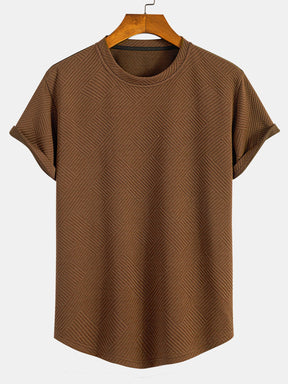 Short Sleeve Stripe Jacquard Arc Hem T-Shirt — North Row | Worn Look