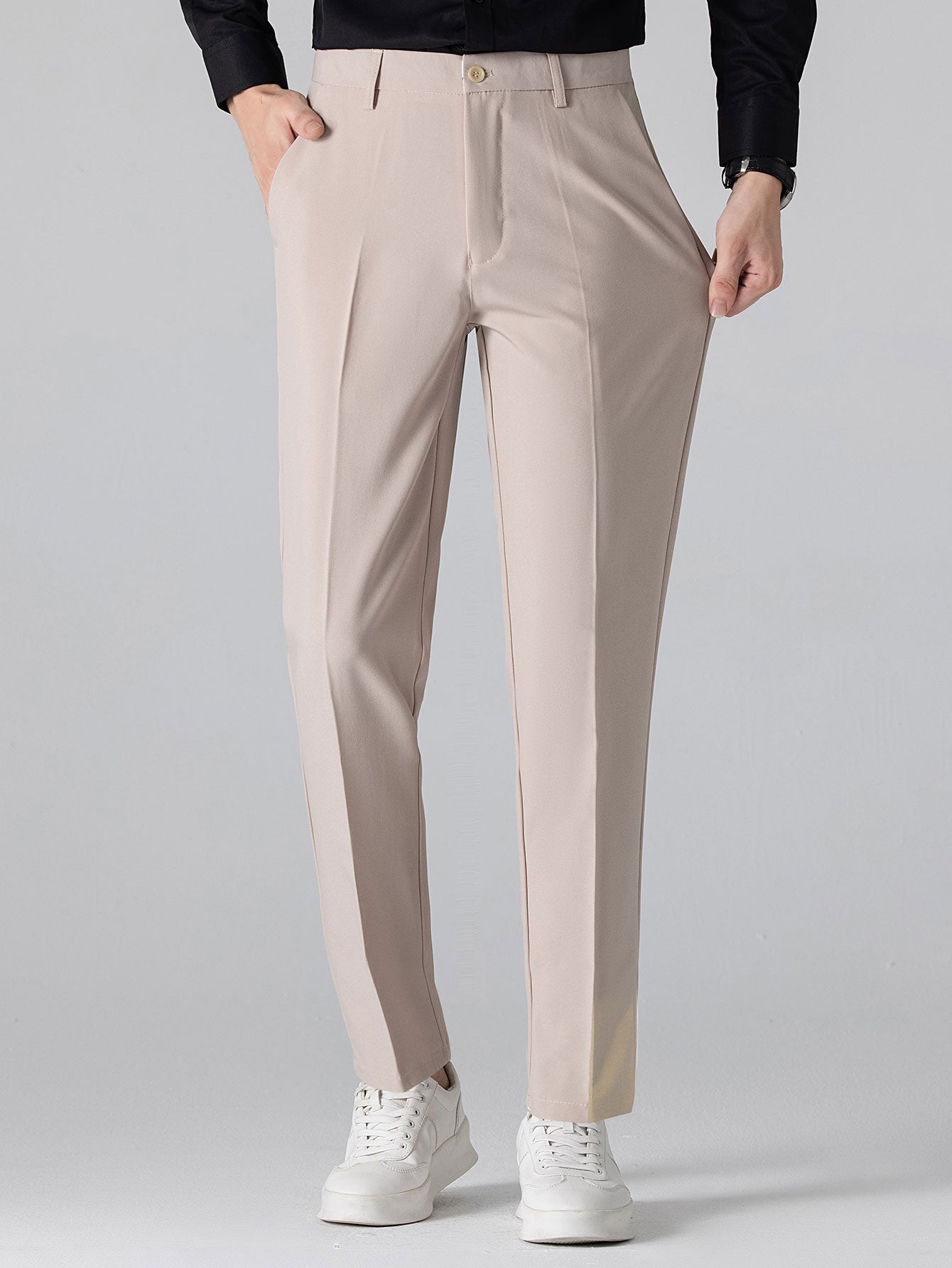 Contrast Trim Zipper Knit Polo Shirt & Slim Fit Tapered Trousers — North Row | Lifestyle
