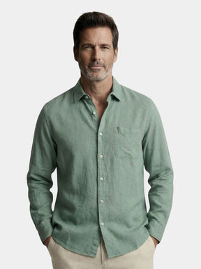 Long Sleeve Essential Linen Shirt — North Row | Front View