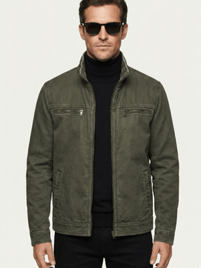 Valmont Vintage Olive Field Jacket — North Row | Texture Detail