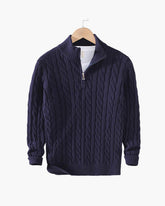 Cable Zipped Cable Sweater — North Row | Front View