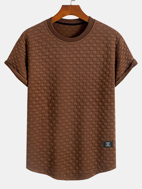 Checkerboard Jacquard  Arc Hem T-Shirt — North Row | Texture Detail
