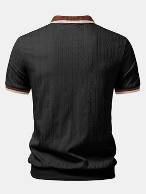 Contrast Trim Textured Zipper Knit Polo — North Row | Detail View
