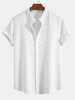 Checkerboard Stand Collar Shirt & Checkerboard Jacquard Shorts — North Row | Back View