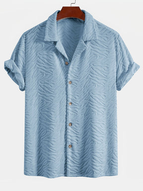 Animal Texture Terry Cuban Shirt & Shorts — North Row | Flat Lay