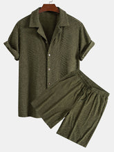 Animal Texture Terry Cuban Shirt & Shorts — North Row | Front View