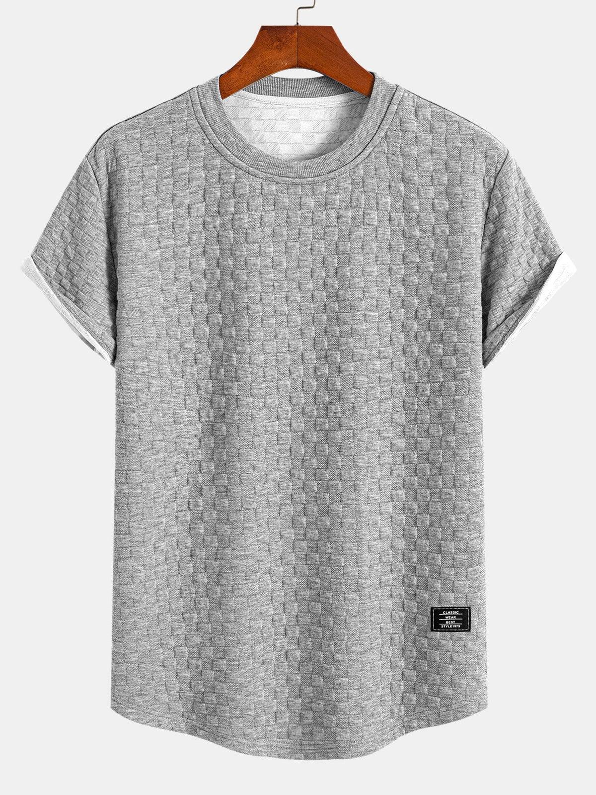 Checkerboard Jacquard  Arc Hem T-Shirt — North Row | Lifestyle