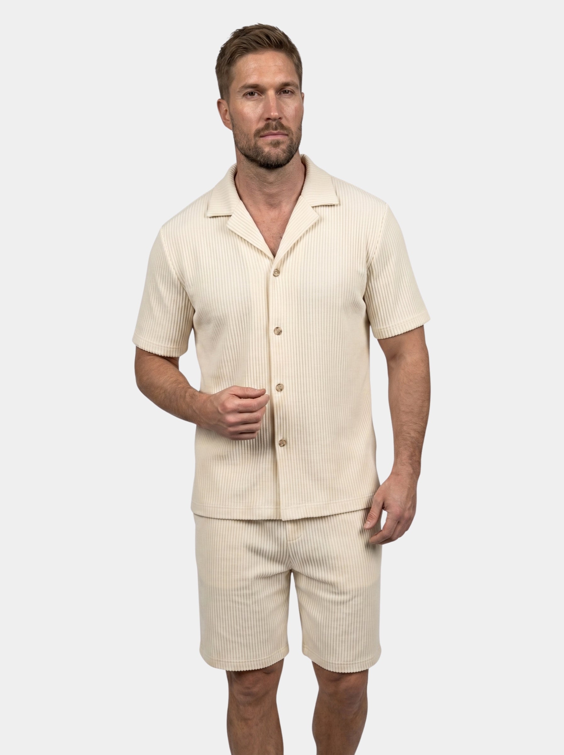 Minimalist Corduroy Set — Men's Matching Shirt & Shorts