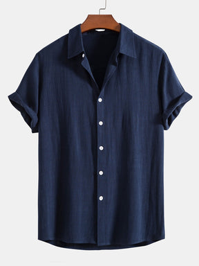 Linen Rayon Blend Button Up Shirt & Straight Leg Linen Pants — North Row | Flat Lay