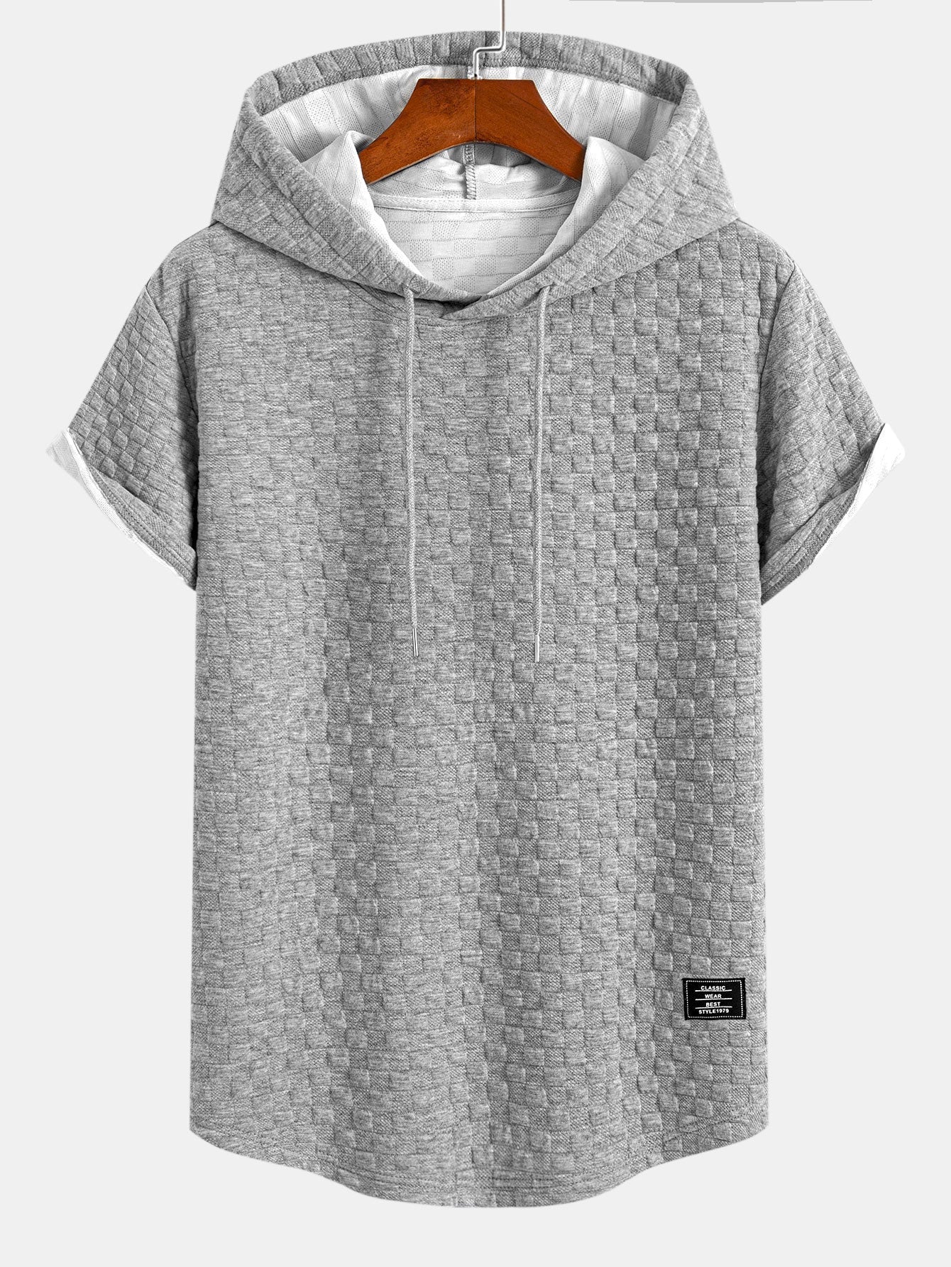 Checkerboard Jacquard  Arc Hem Hooded T-Shirt & Shorts — North Row | Flat Lay