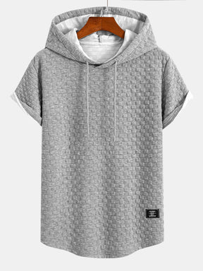 Checkerboard Jacquard  Arc Hem Hooded T-Shirt & Shorts — North Row | Flat Lay