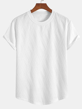 Diamond Jacquard Arc Hem T-Shirt & Diamond Jacquard Shorts — North Row | Detail View