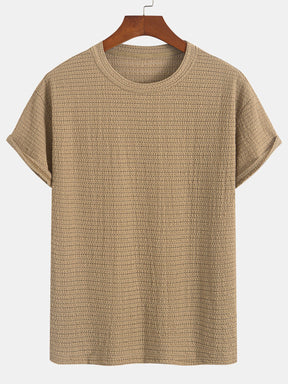 Relax Fit Striped Textured T-Shirt — North Row | Front View