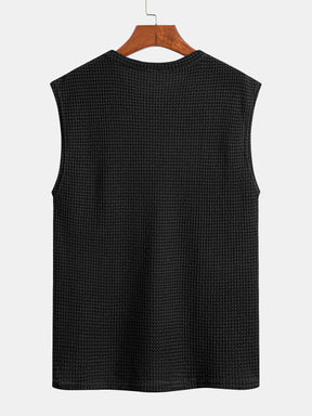 Waffle Knit Wide Strap Sleeveless T-Shirt — North Row | Detail View