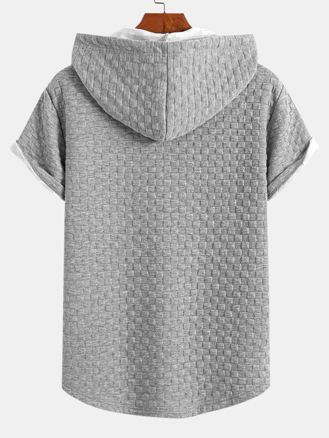 Checkerboard Jacquard  Arc Hem Hooded T-Shirt & Shorts — North Row | Texture Detail