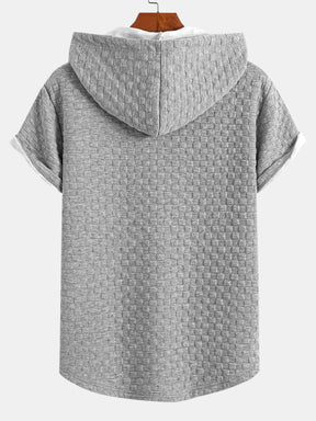 Checkerboard Jacquard  Arc Hem Hooded T-Shirt & Shorts — North Row | Texture Detail