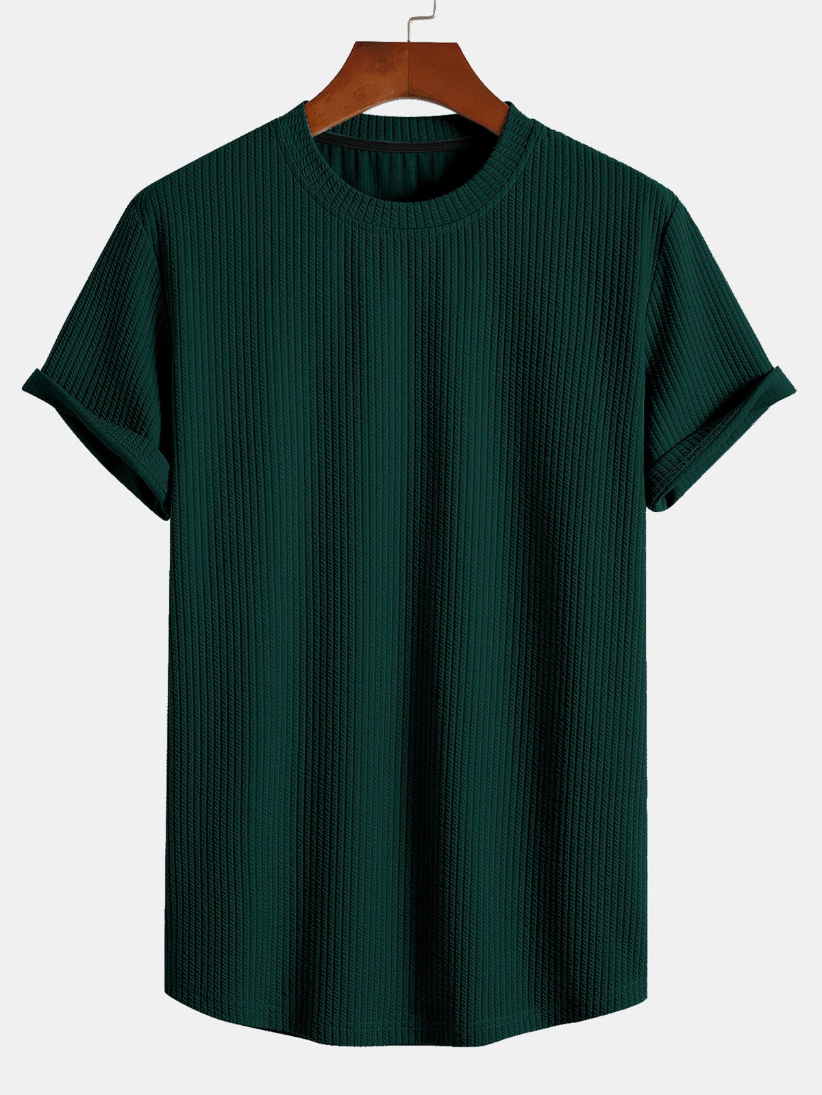 Muscle Fit Ribbed Arc Hem T-Shirt — North Row | Back View