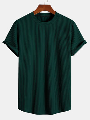 Muscle Fit Ribbed Arc Hem T-Shirt — North Row | Back View