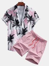 Palm Tree Print Button Up Shirt & Swim Shorts — North Row | Front View