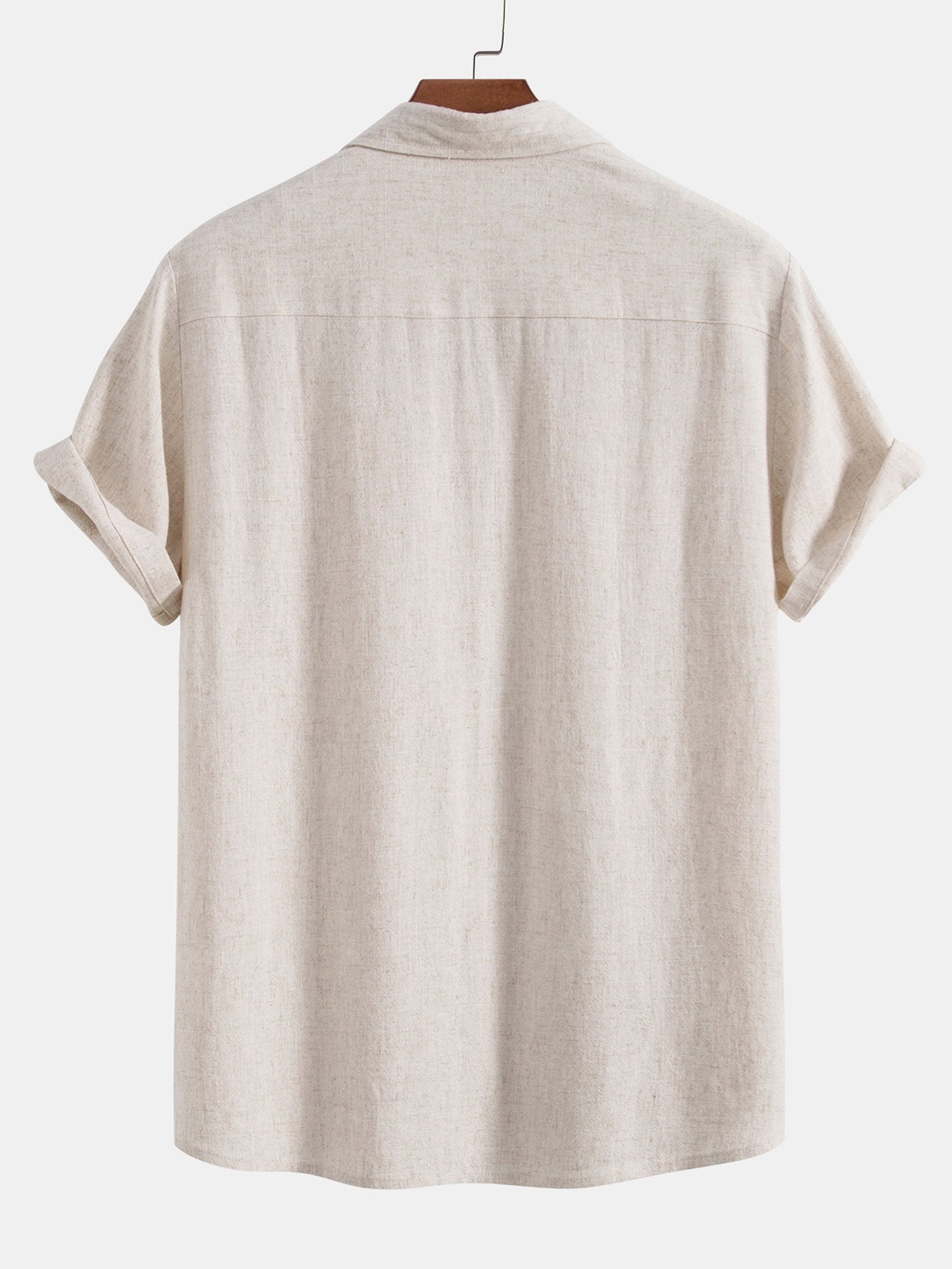 Linen Rayon Blend Button Up Shirt & Crinkled Textured Drawstring Shorts — North Row | Full Length