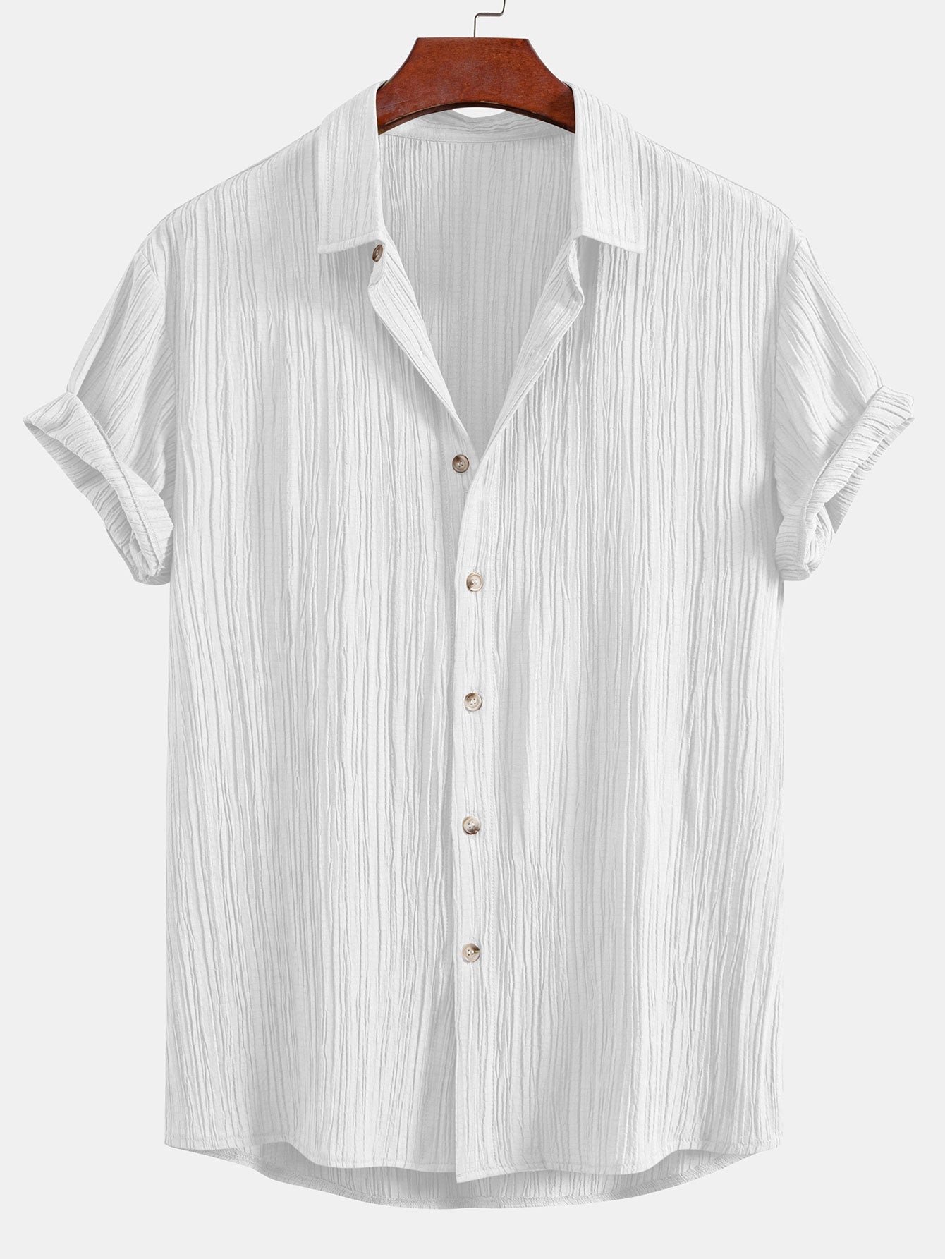 Crinkled Textured Button Up Shirt & Crinkle Textured Straight Leg Pants — North Row | View 13
