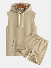 Striped Jacquard Sleeveless Hooded T-Shirt & Shorts — North Row | Front View