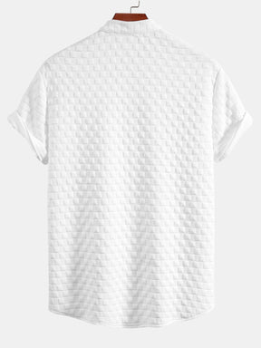 Checkerboard Stand Collar Shirt & Checkerboard Jacquard Shorts — North Row | Detail View