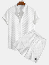 Checkerboard Stand Collar Shirt & Checkerboard Jacquard Shorts — North Row | Front View