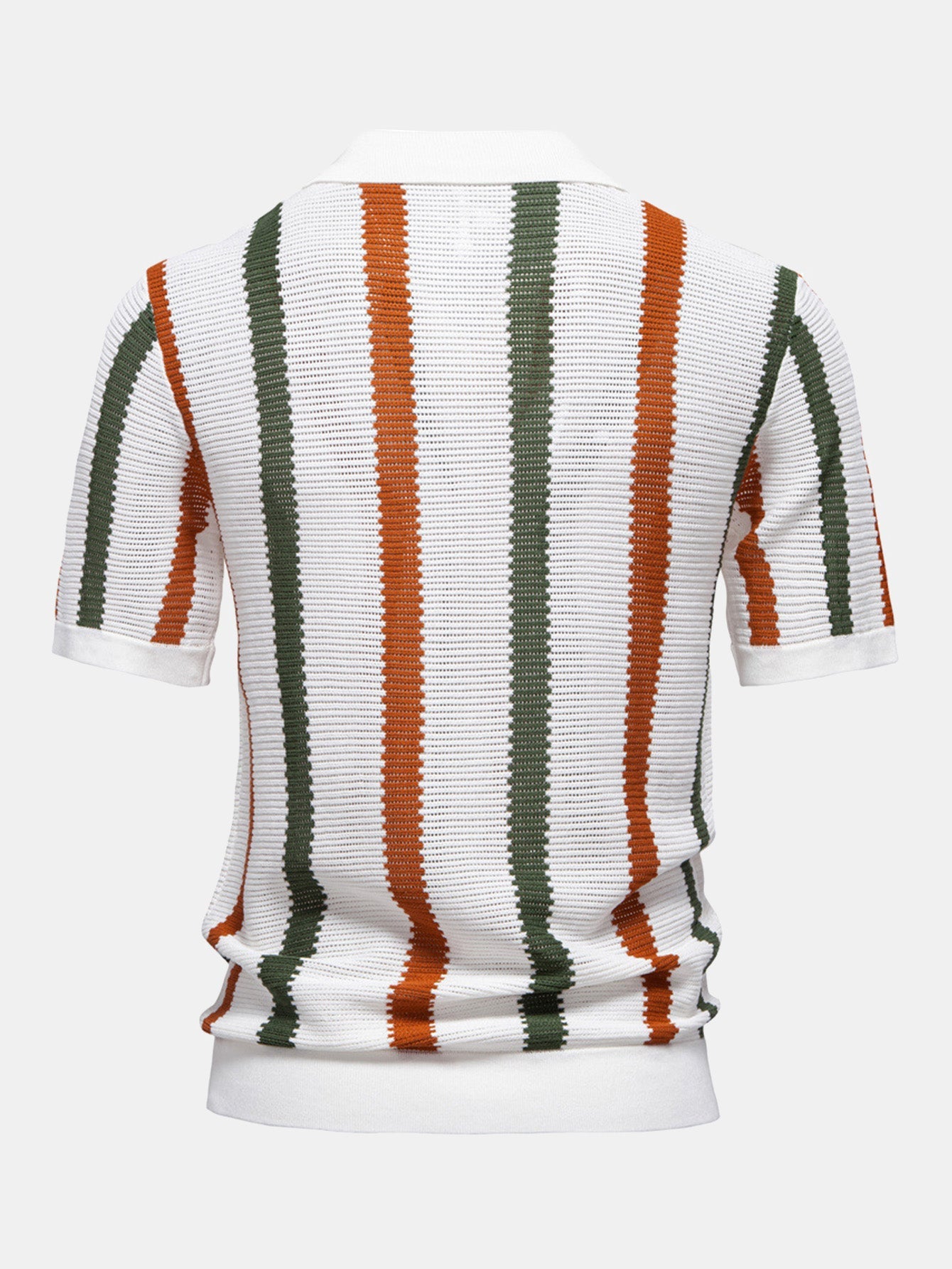 Stripe Knit V Neck Polo Shirt & Straight Leg Linen Pants — North Row | Flat Lay