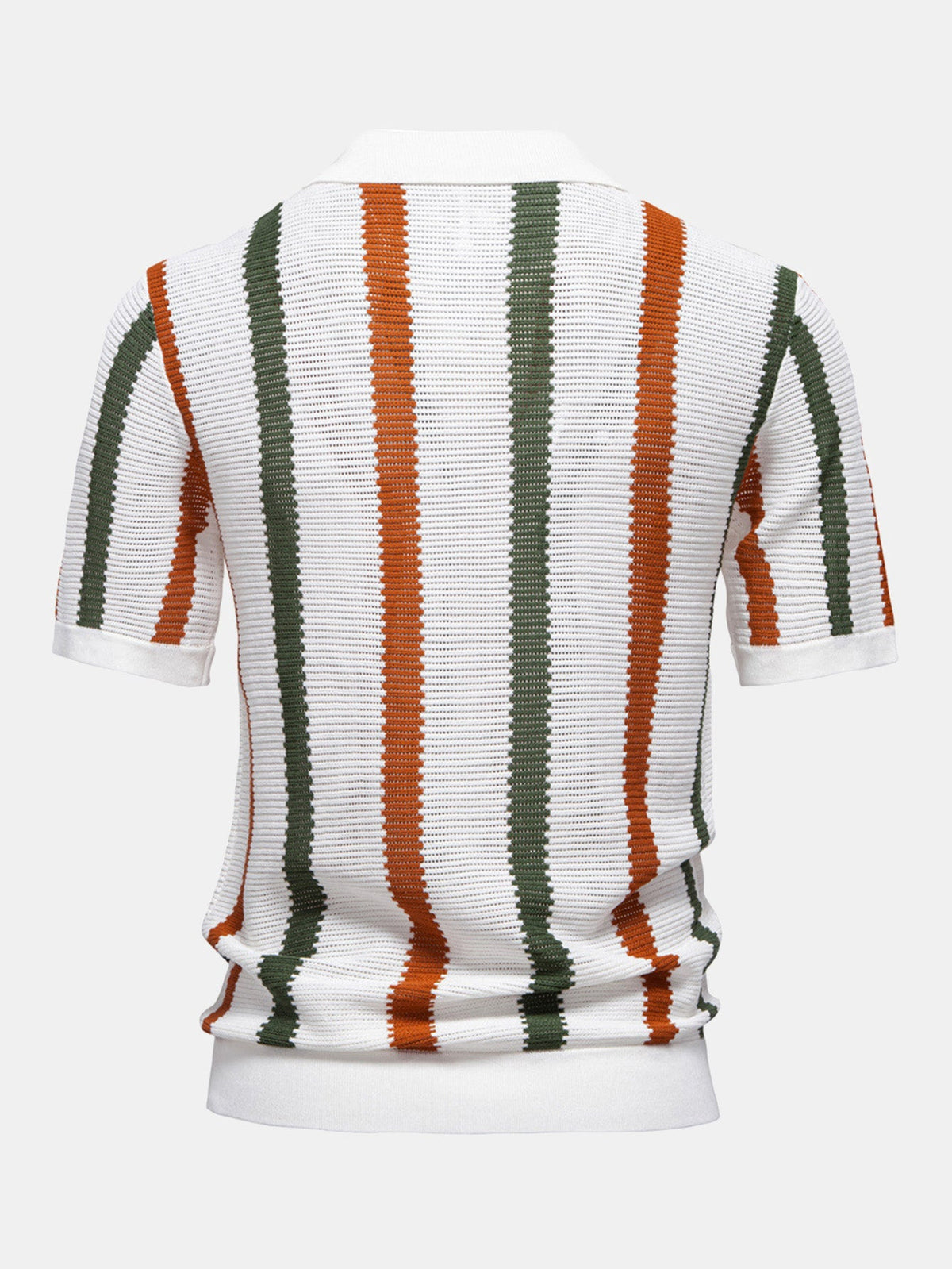 Stripe Knit V Neck Polo Shirt — North Row | Side View