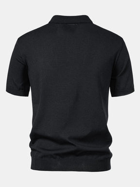 Stripe Jacquard Knit Polo Shirt & Straight Leg Ribbed Pants — North Row | Texture Detail