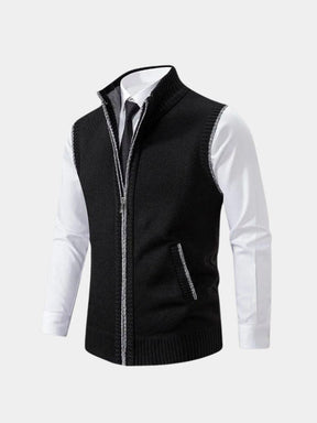 Elegant Full-Zip Sweater Vest — North Row | Model Wearing