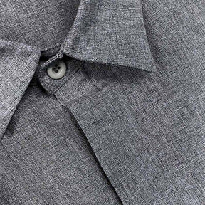 【24-hour shipping out】Men's Solid Color Lapel Cotton Linen Short Sleeve Shirt 82339241X — North Row | Model Wearing