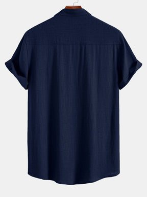 Linen Rayon Blend Pocket Utility Shirt & Straight Leg Linen Pants — North Row | Texture Detail