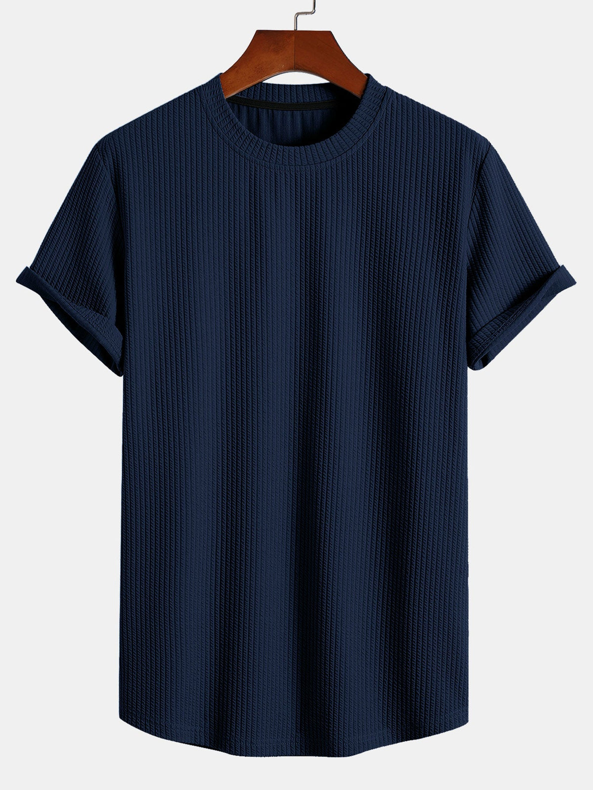 Muscle Fit Ribbed Arc Hem T-Shirt — North Row | Close-Up