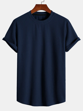 Muscle Fit Ribbed Arc Hem T-Shirt — North Row | Close-Up