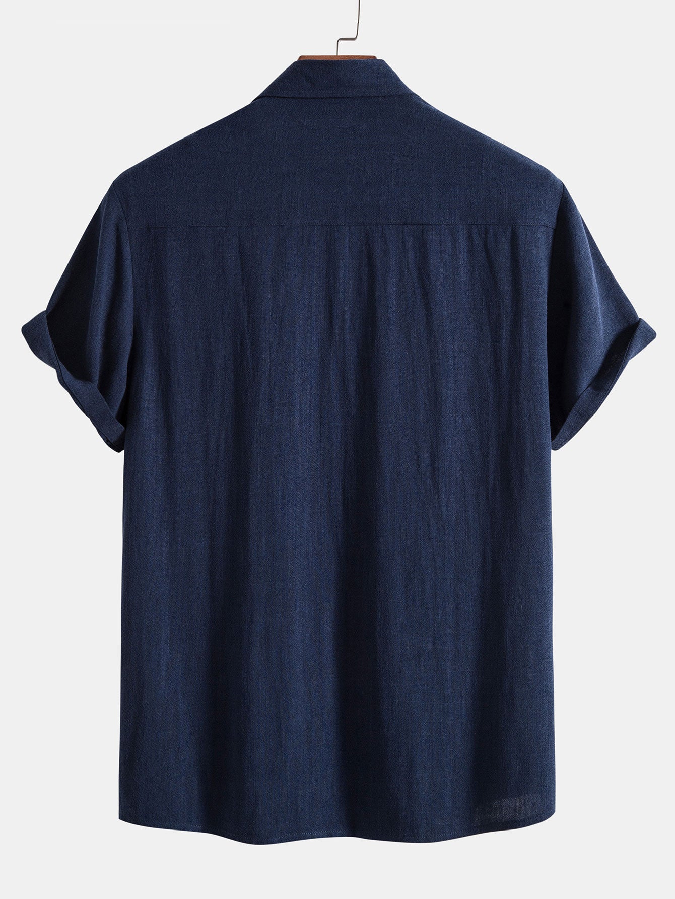 Linen Rayon Blend Button Up Shirt & Crinkled Textured Drawstring Shorts — North Row | Texture Detail