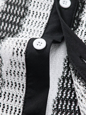 Hollow Out Stripe Textured Button Up Shirt — North Row | Detail View