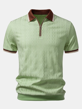 Contrast Trim Textured Zipper Knit Polo — North Row | Worn Look