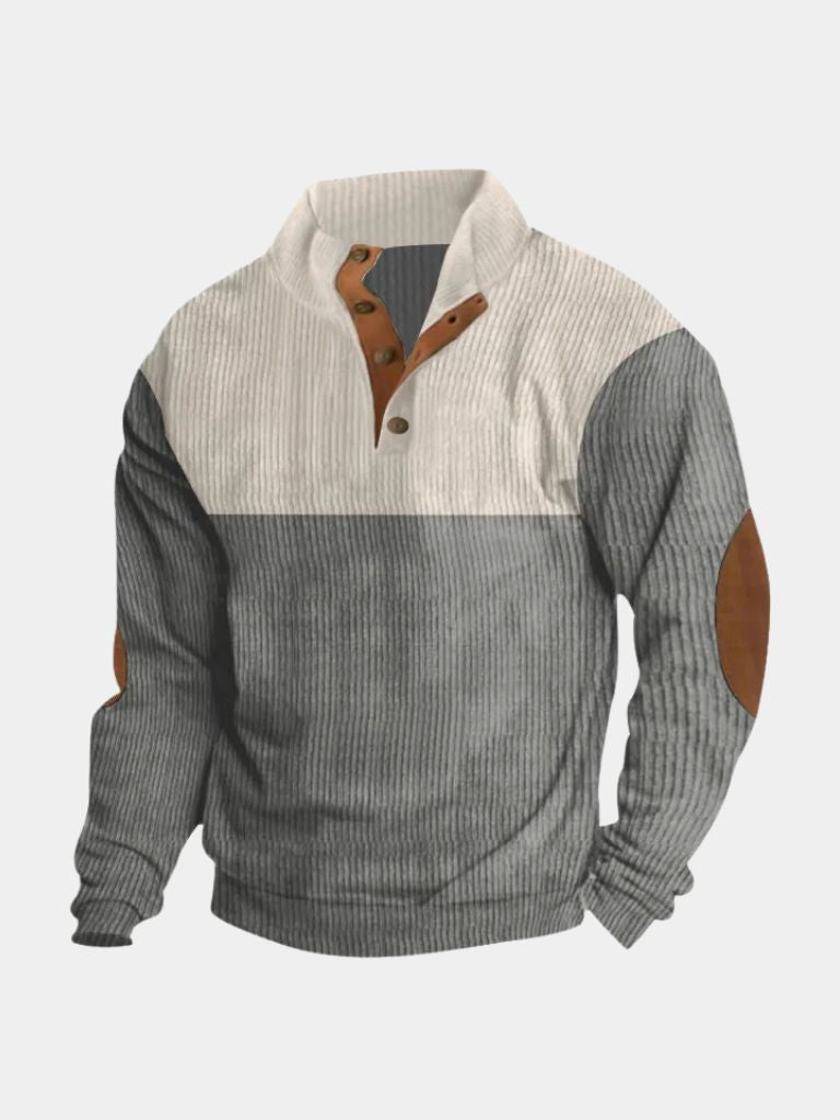 High Collar Corduroy Retro Pullover — North Row | Close-Up