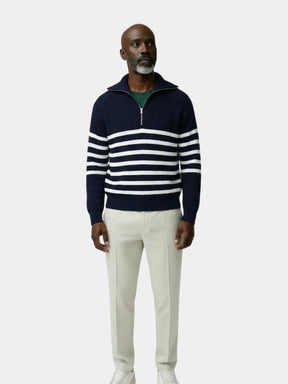 Casual Striped Zip Up Sweater — North Row | Back View