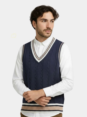 V Neck Elegant Knit Vest — North Row | Front View