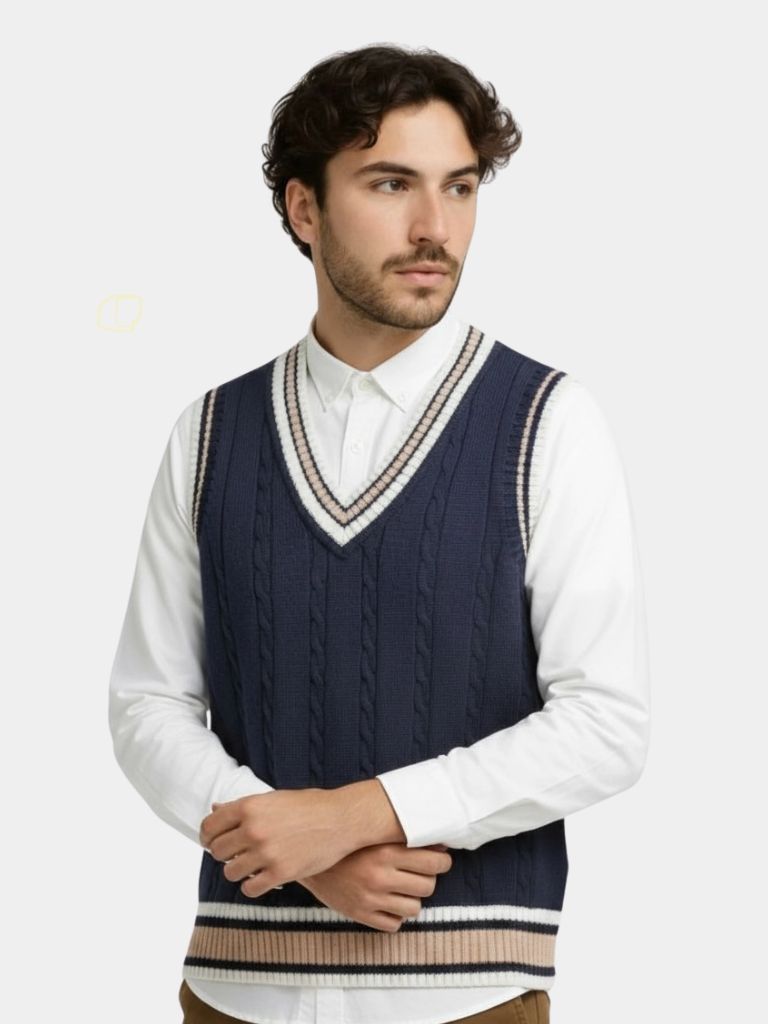 V Neck Elegant Knit Vest — North Row | Front View