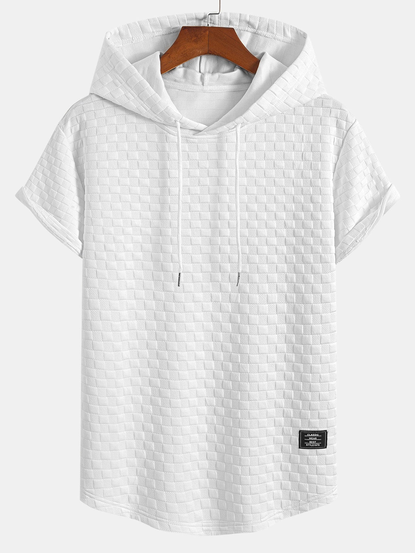 Checkerboard Jacquard  Arc Hem Hooded T-Shirt & Shorts — North Row | Detail View