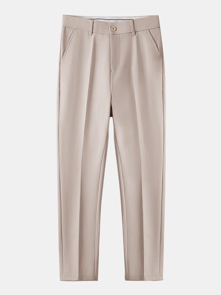 Wave Jacquard Knit V Neck Polo Shirt & Slim Fit Tapered Trousers — North Row | Model Wearing