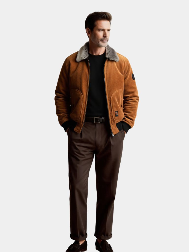 Thermal Windbreaker Corduroy Jacket — North Row | Back View