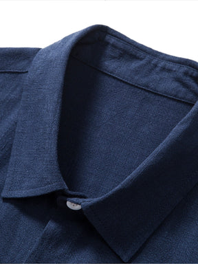 Linen Rayon Blend Button Up Shirt — North Row | Full Length