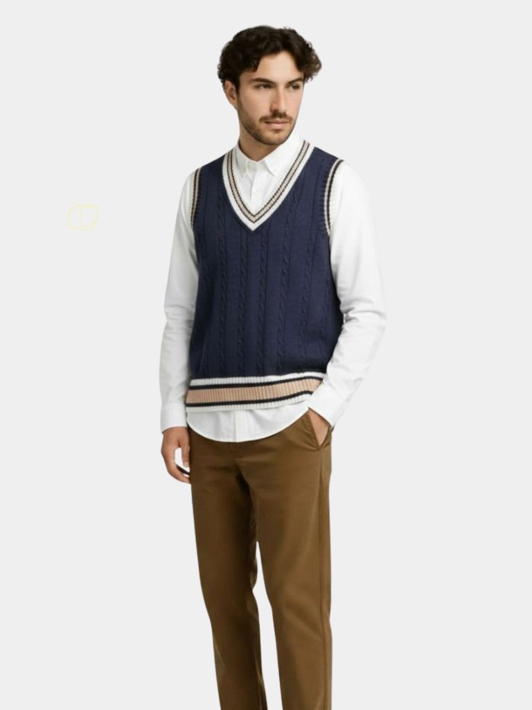 V Neck Elegant Knit Vest — North Row | Back View