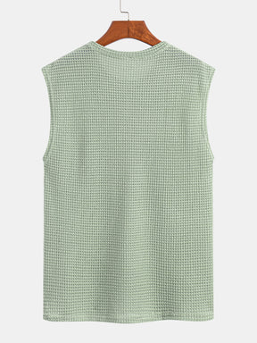 Waffle Knit Wide Strap Sleeveless T-Shirt — North Row | Close-Up