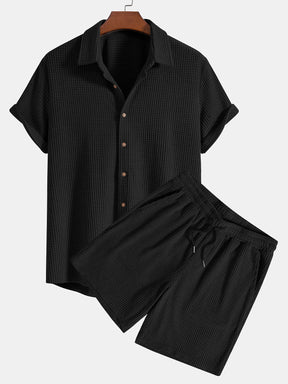 Waffle Button Up Shirt & Shorts — North Row | Back View